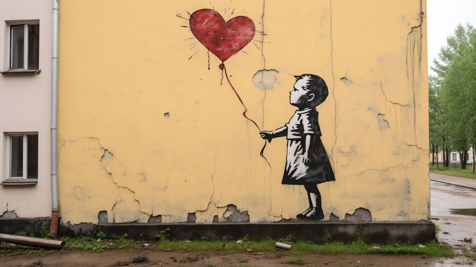 The stolen Banksy art, “Girl with Balloon.”